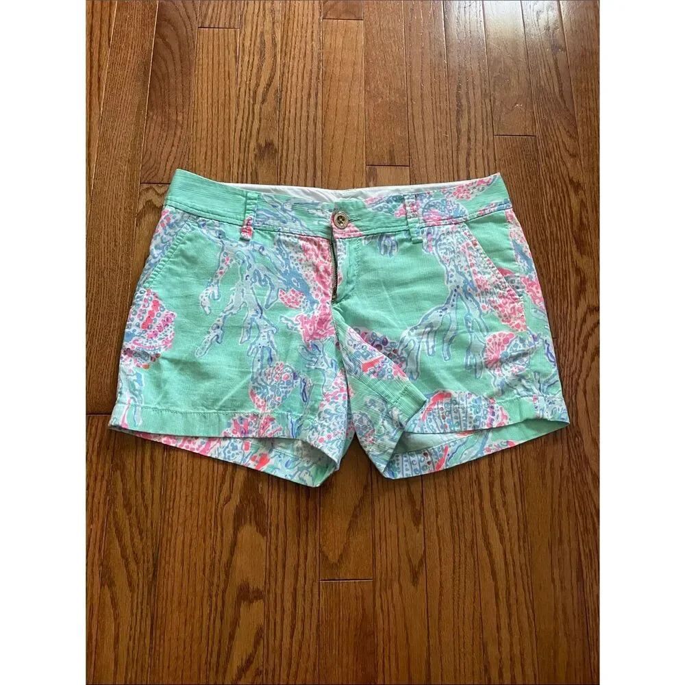 Lilly Pulitzer Mint Shell Print The Callahan Short Women’s Sz 6